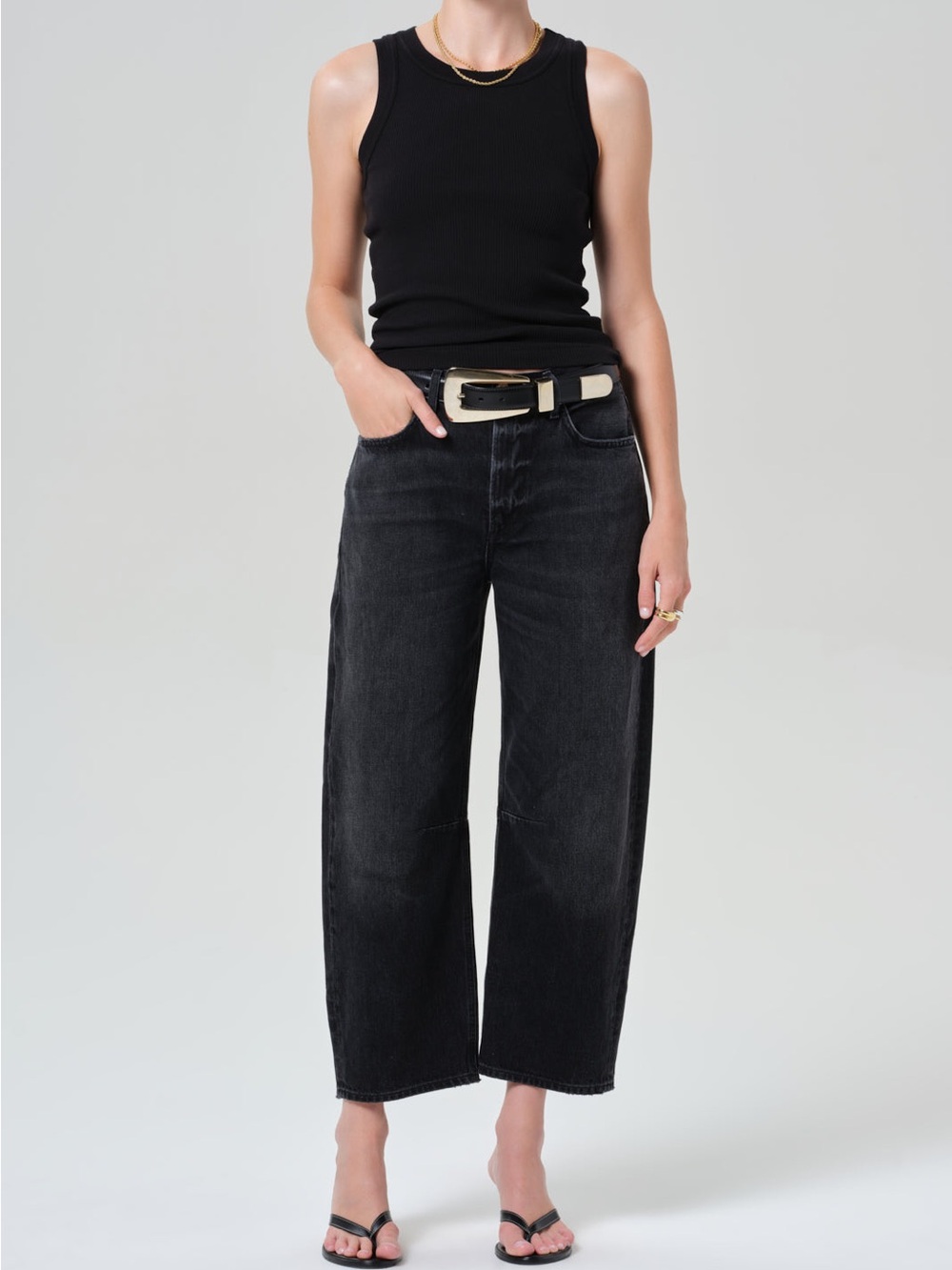 Citizens Of Humanity Miro Relaxed Barrel Leg Jean in Raine Charcoal Grey 29 - Picture 3 of 14